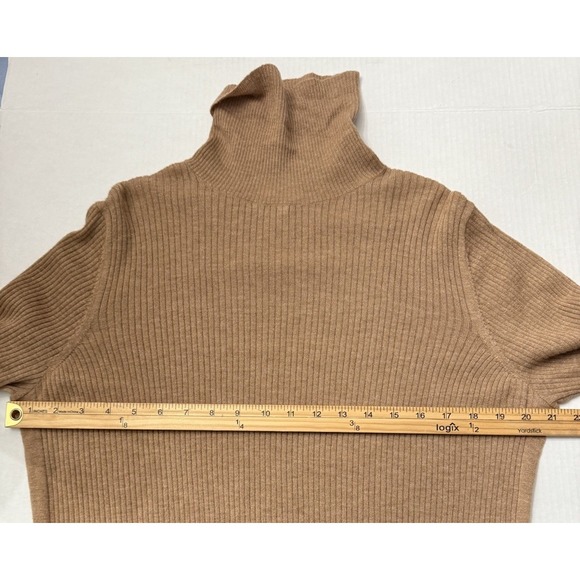 Reiss Turtleneck Wool Alpaca Blend Camel Sophia Sweater Minimalist Luxury SZ XL - Picture 7 of 8